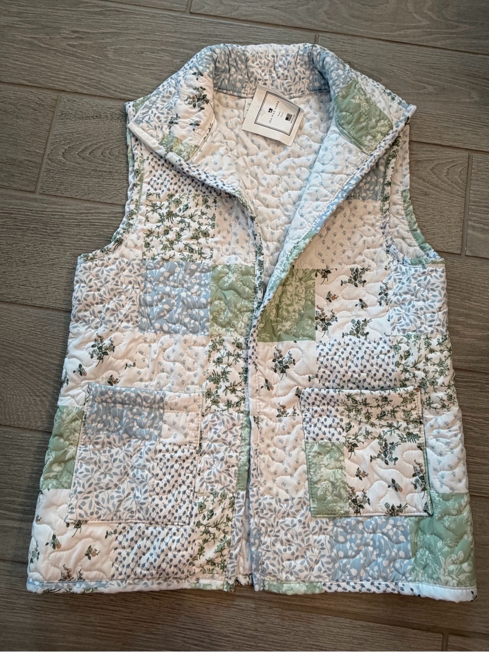IDA HOME Ruby Quilted Patchwork Handmade in the USA Vest Blue Size Small NWT